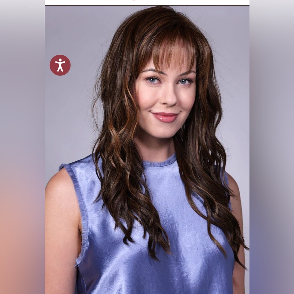 🌟Belle Tress - Liverpool-Chocolate -R,Wavy Brown Highlighted Women's Wig - Picture 5 of 16